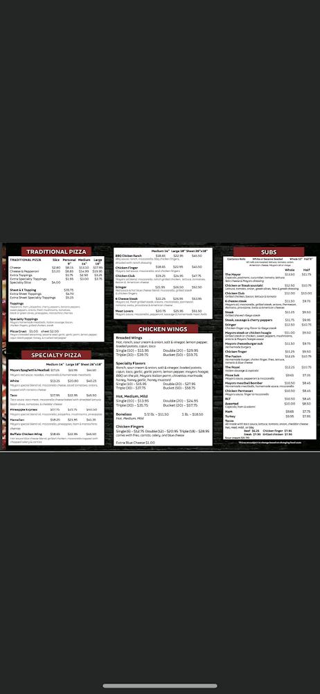 Mayors pizza Menu image 1